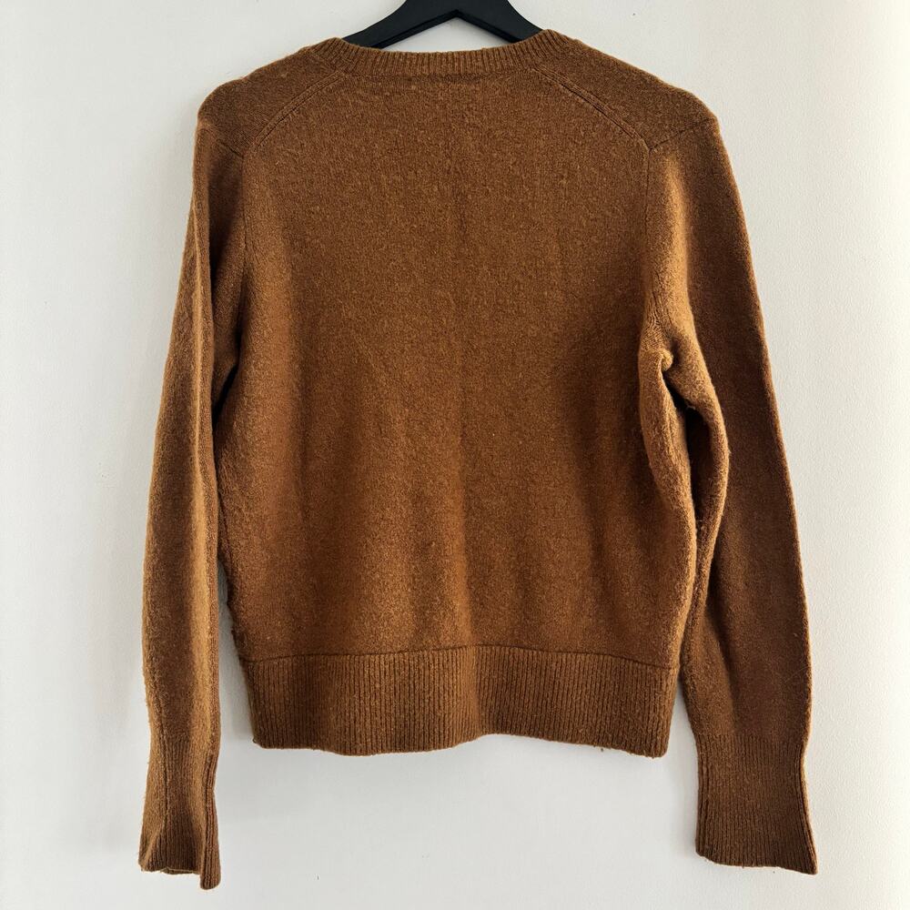 Madewell Wrap Front Sweater Camel Alpaca Wool Blend Coziest Yarn Size Medium - Picture 6 of 15